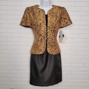 1990s vintage Danny and‎ Nicole dress size 6P jacket look leopard print career